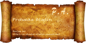 Prohaska Aladin névjegykártya